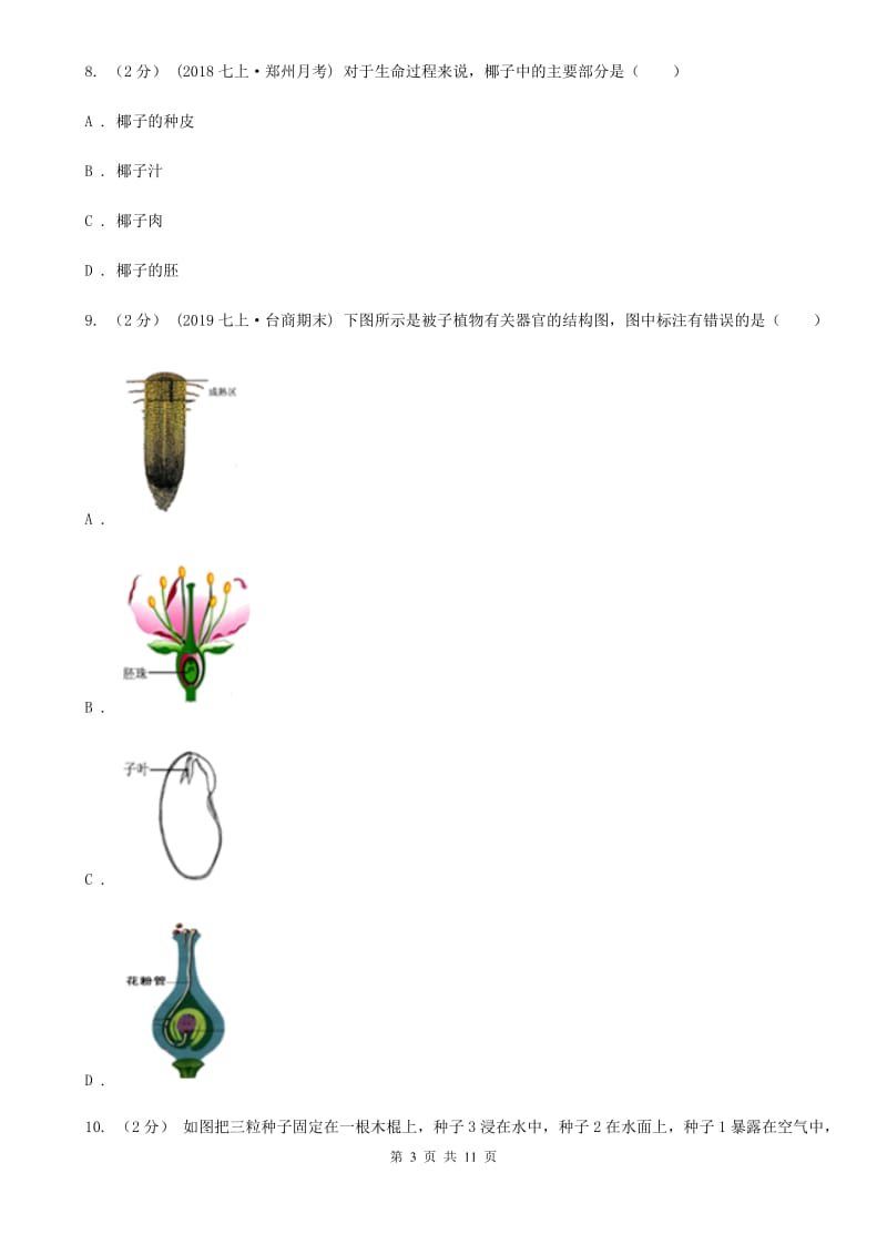 济南版中考生物专题7 被子植物的一生-1_第3页