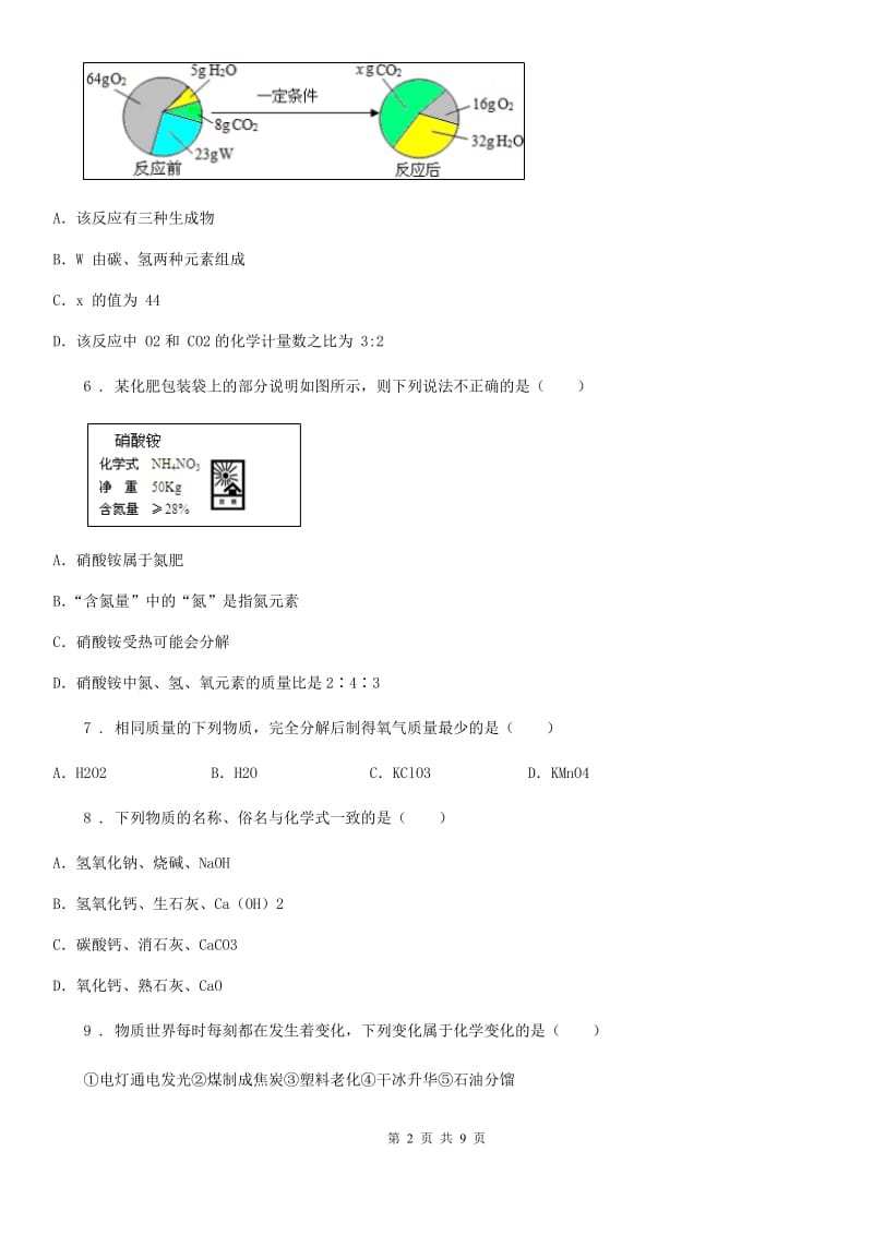 人教版九年级中考一模化学试题_第2页