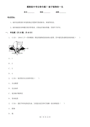 冀教版中考生物專題7 被子植物的一生