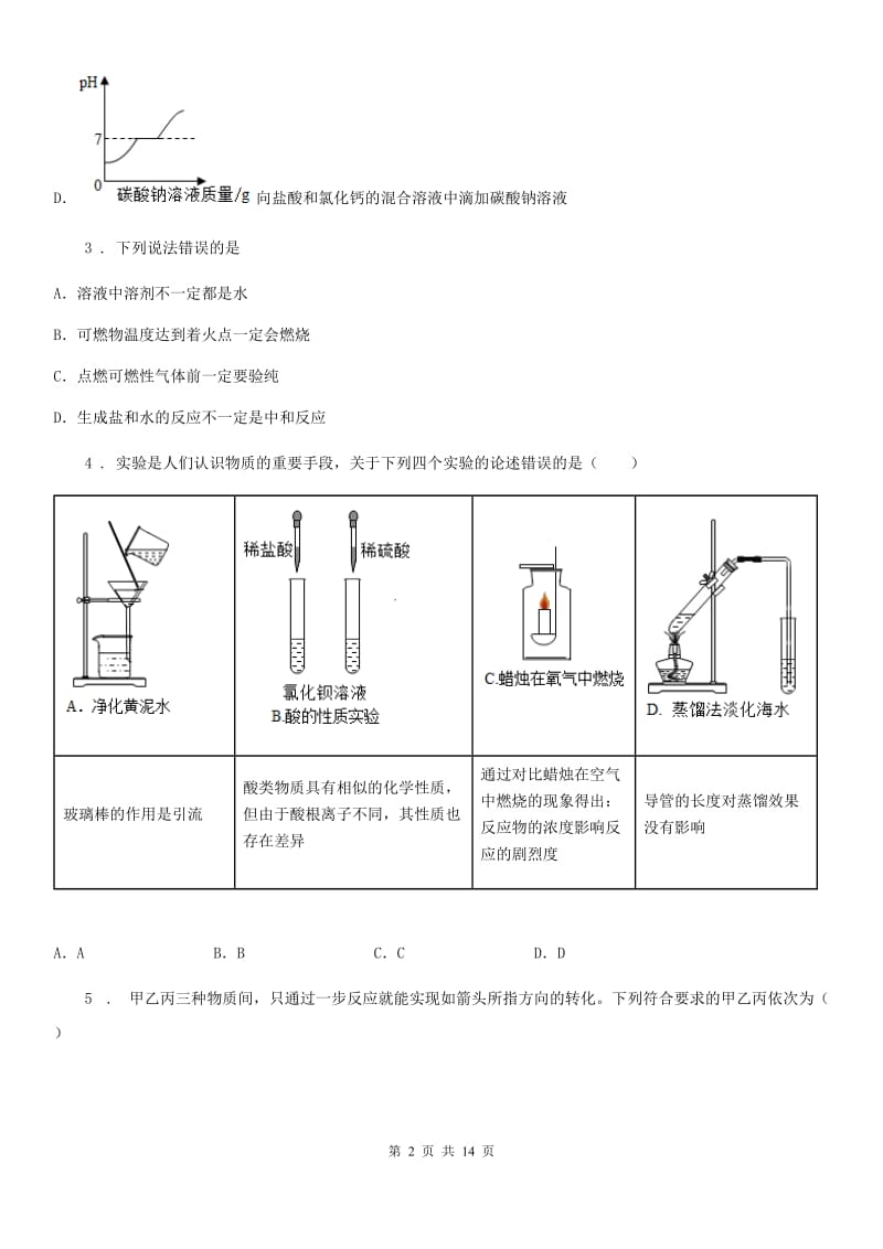 人教版2019-2020年度九年级上学期第三次月考化学试题（II）卷_第2页