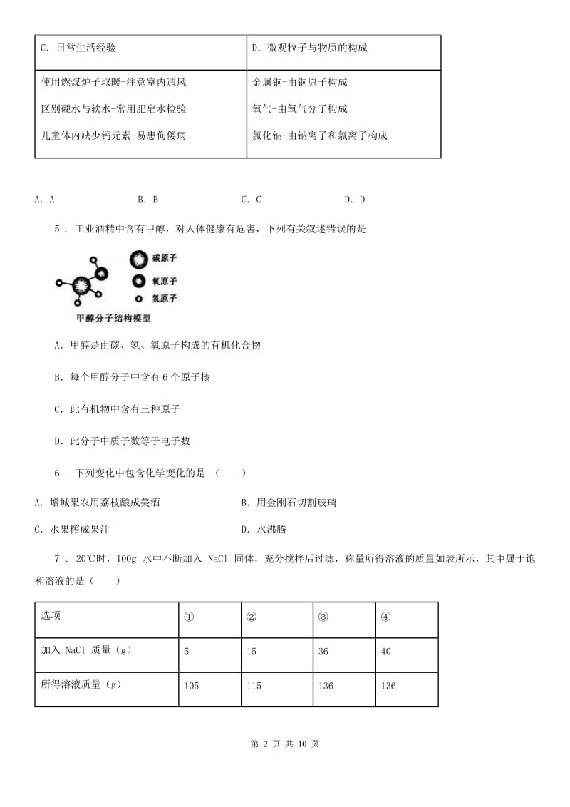 人教版2019年九年级下学期中考二模化学试题C卷(模拟)_第2页