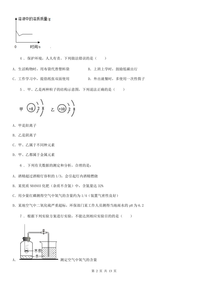 人教版九年级下学期中考冲刺化学试题_第2页