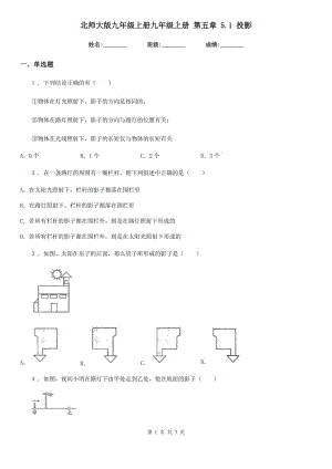 北師大版九年級數(shù)學上冊九年級數(shù)學上冊 第五章 5.1 投影