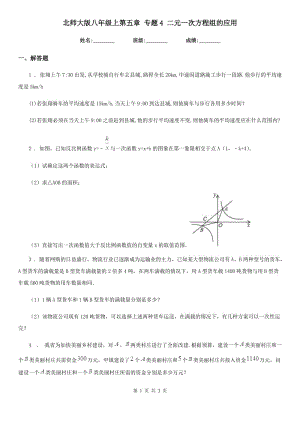 北師大版八年級數學上第五章 專題4 二元一次方程組的應用