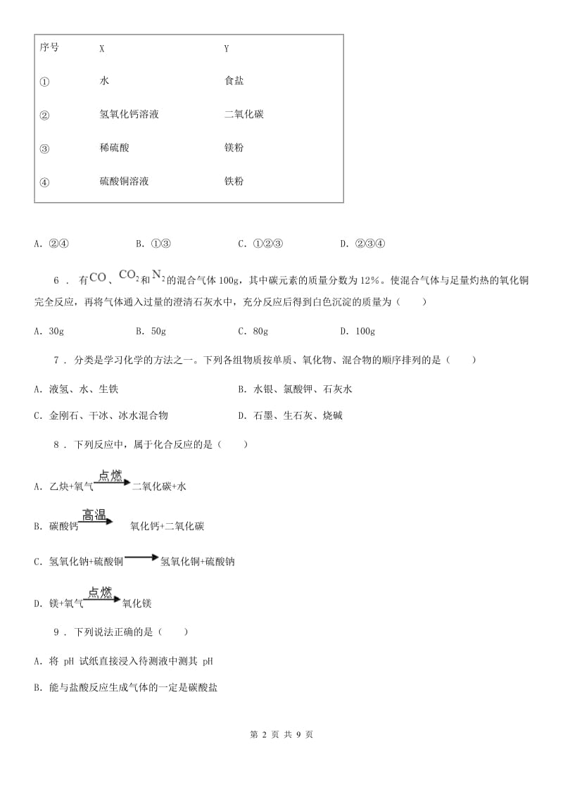 人教版2019-2020年度中考一模化学试题（I）卷（模拟）_第2页