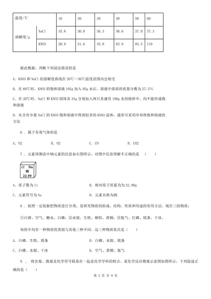 人教版2019年九年级上学期期中化学试题C卷精编_第2页