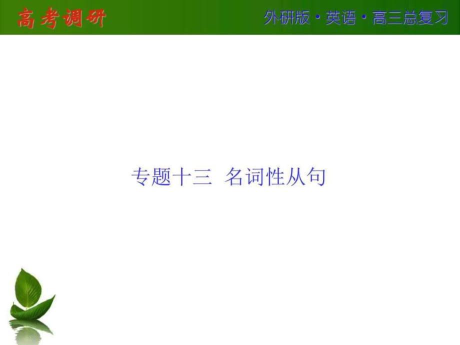 2016屆高三英語(yǔ)外研版總復(fù)習(xí)專題十三名詞_第1頁(yè)