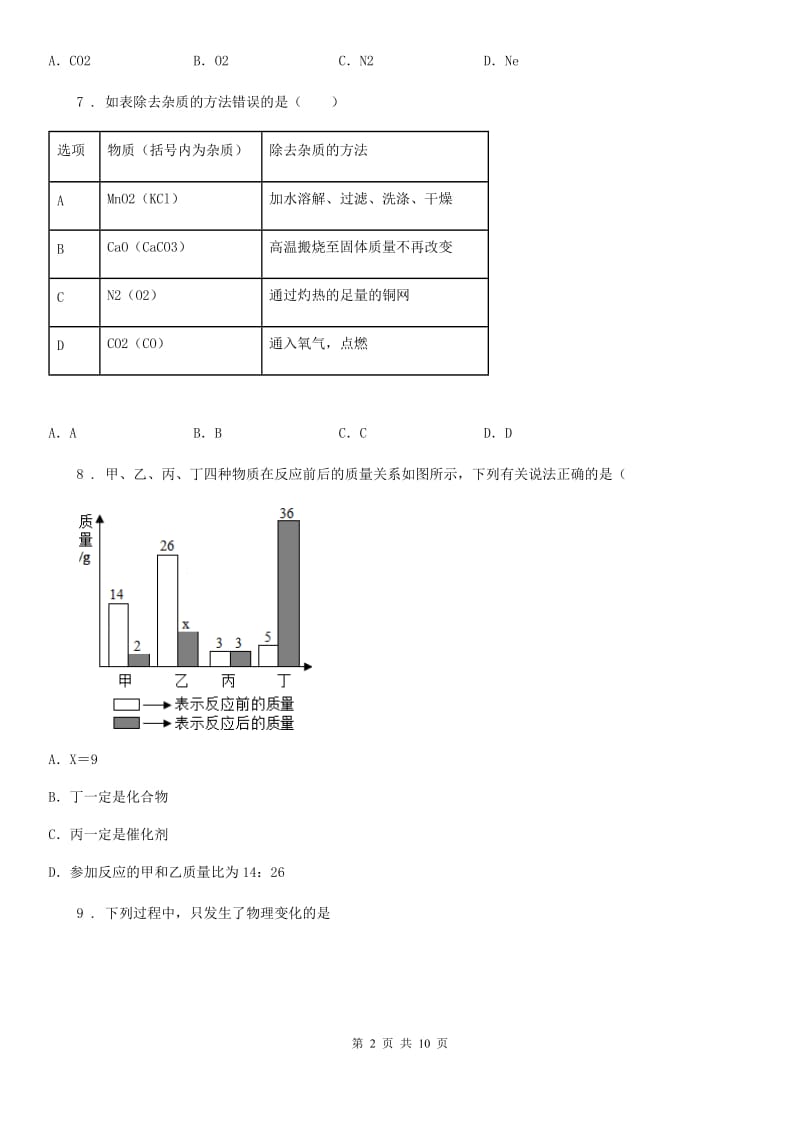 人教版九年级（上）第二次月考化学试卷_第2页