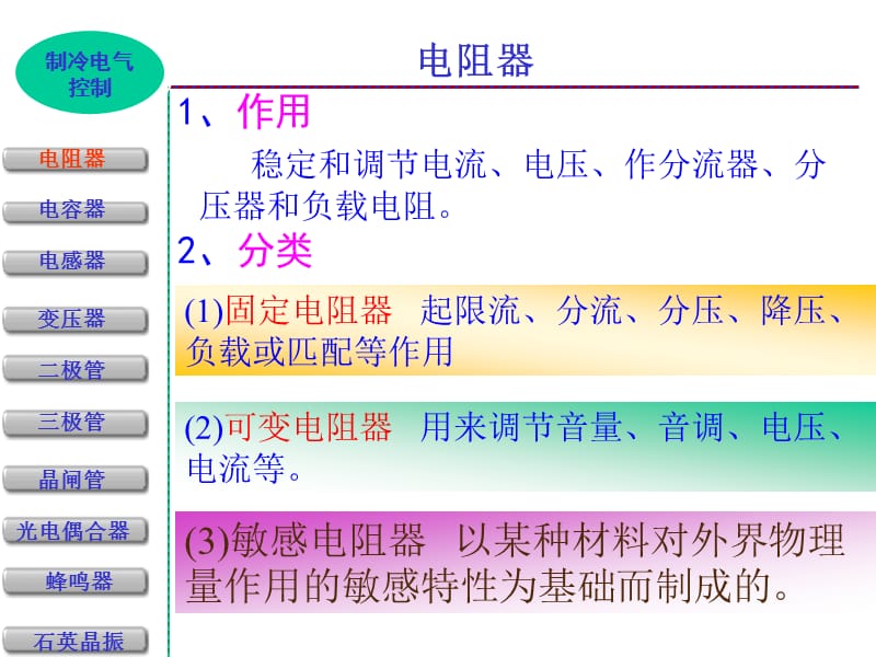 制冷装置常用电子元器件介绍_第1页