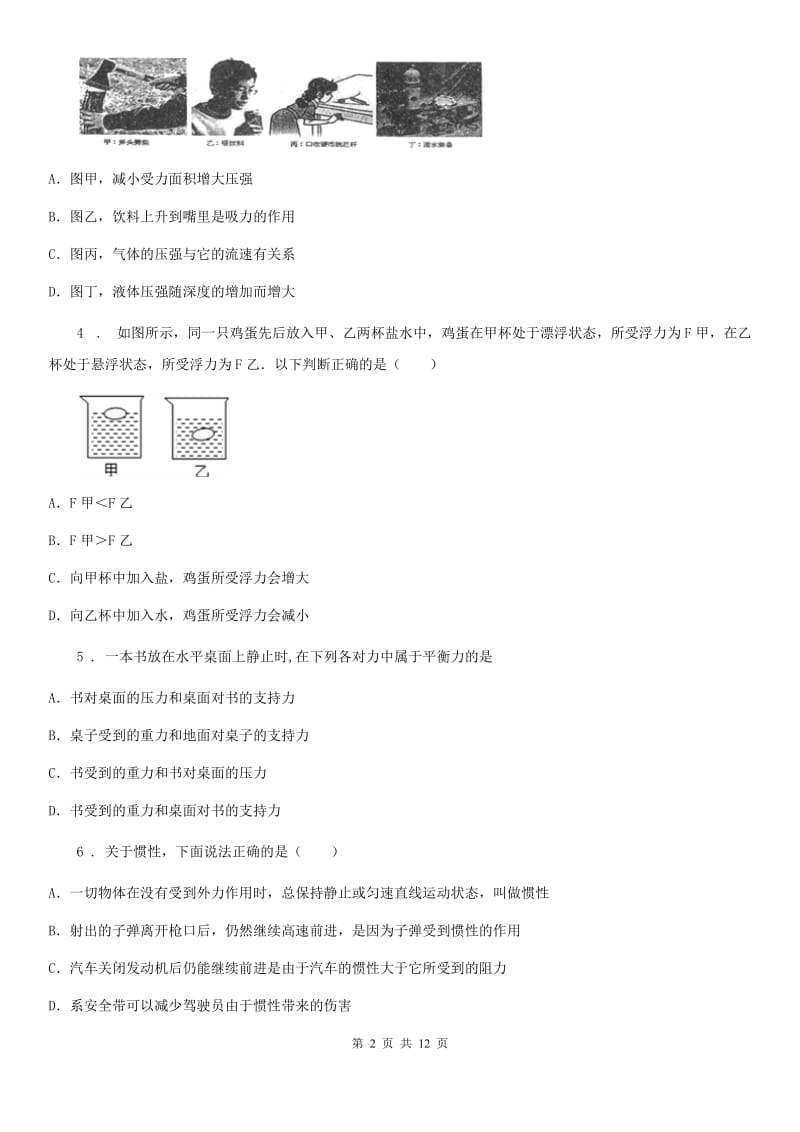 新人教版八年级下学期期中物理试题_第2页