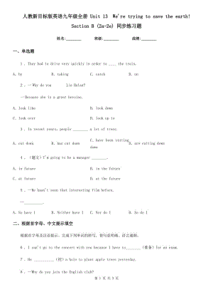 人教新目標版英語九年級全冊 Unit 13　We're trying to save the earth! Section B (2a-2e) 同步練習題