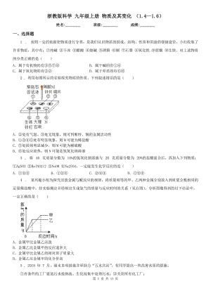 浙教版科學 九年級上冊 物質(zhì)及其變化 （1.4-（模擬）.6）