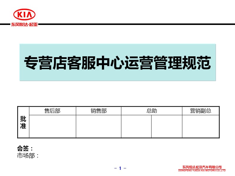 東風(fēng)悅達起亞專營店客服中心運營管理規(guī)范_第1頁