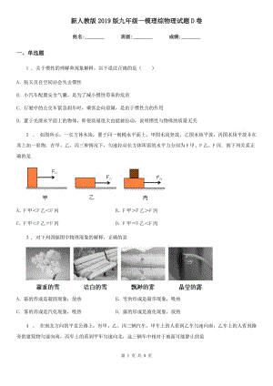 新人教版2019版九年級(jí)一模理綜物理試題D卷