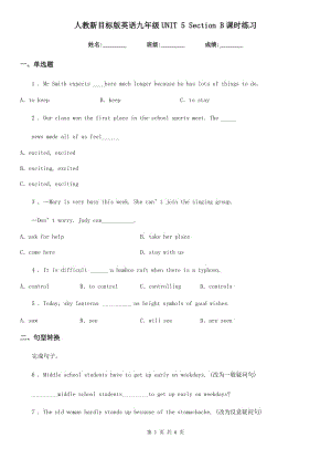 人教新目標(biāo)版英語九年級(jí)UNIT 5 Section B課時(shí)練習(xí)