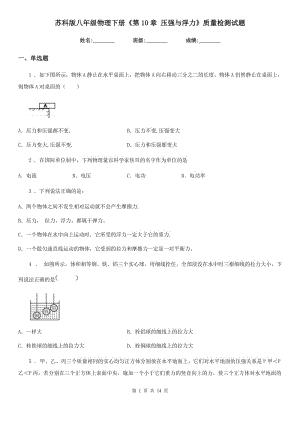 蘇科版八年級(jí)物理下冊(cè)《第10章 壓強(qiáng)與浮力》質(zhì)量檢測(cè)試題