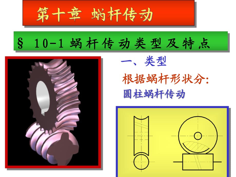 《机械设计基础A》PPT电子课件教案-第十章蜗杆传动_第1页