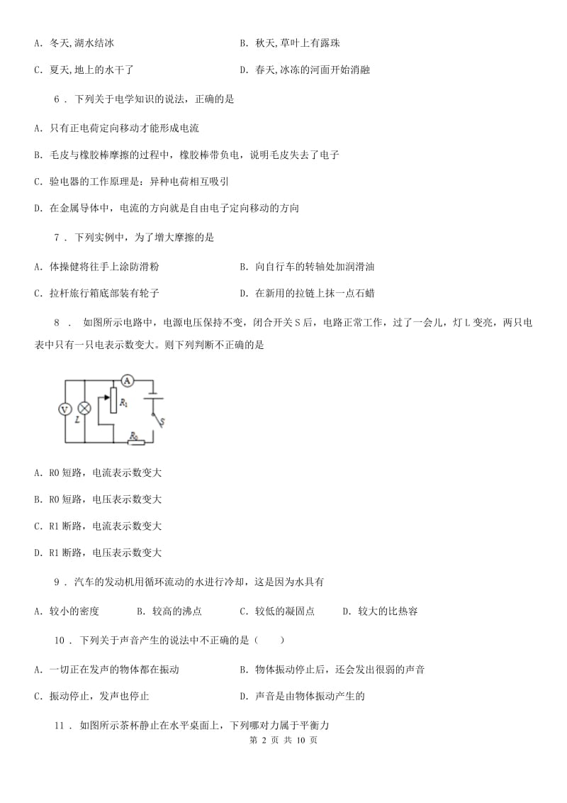 沪科版中考三模物理试题精编_第2页