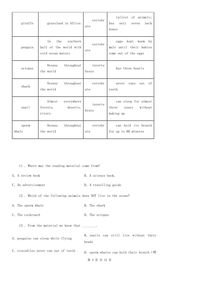 2019年外研版英语七年级上册 Module 6综合测试题9（I）卷_第3页