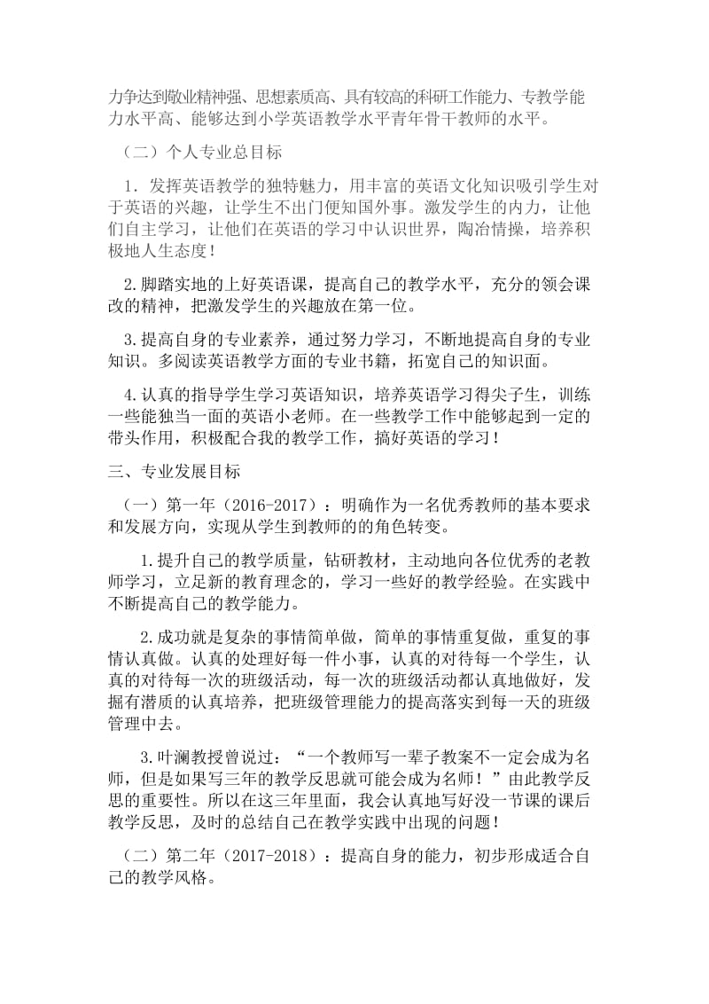 小学英语教师教师职业生涯规划_第2页