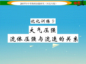 中考物理總復(fù)習(xí) 第一編 教材知識梳理 第六講 壓強 優(yōu)化訓(xùn)練9 大氣壓強 流體壓強與流速的關(guān)系課件