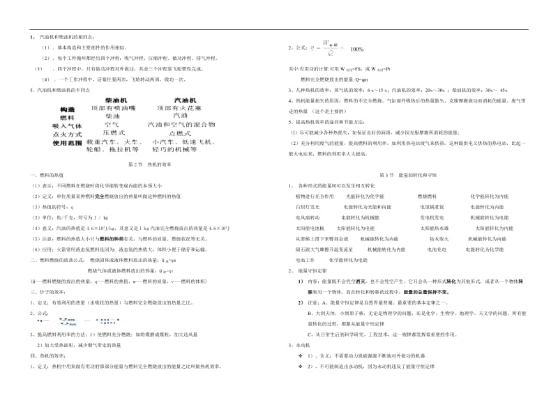 新人教版九年级物理内能和内能的利用复习要点汇总_第3页