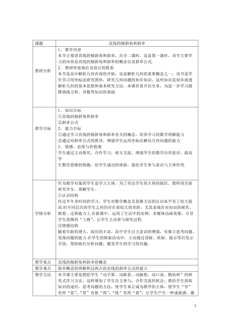 直线的倾斜角与斜率教学设计_第2页