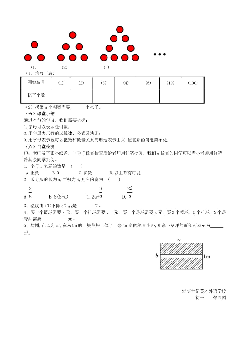 用字母表示数优质课教学设计_第3页