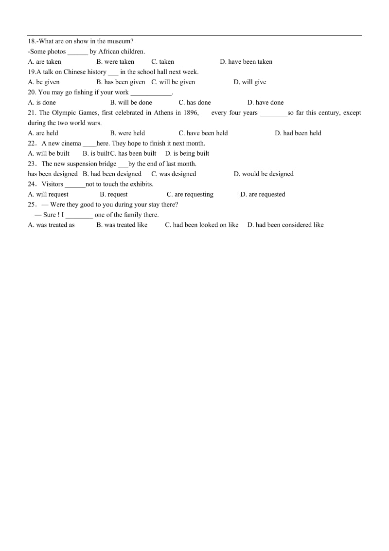 中考时态练习及答案_第2页