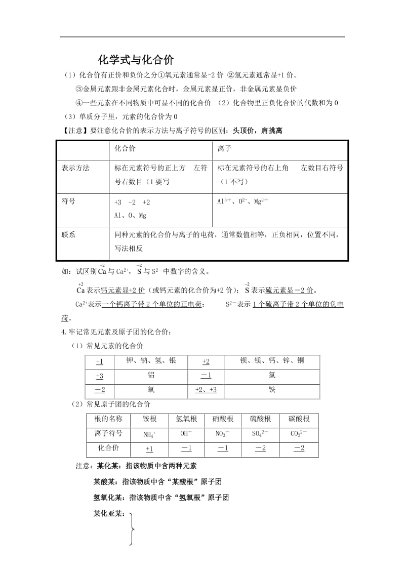 中考化学式与化合价复习题精编_第1页