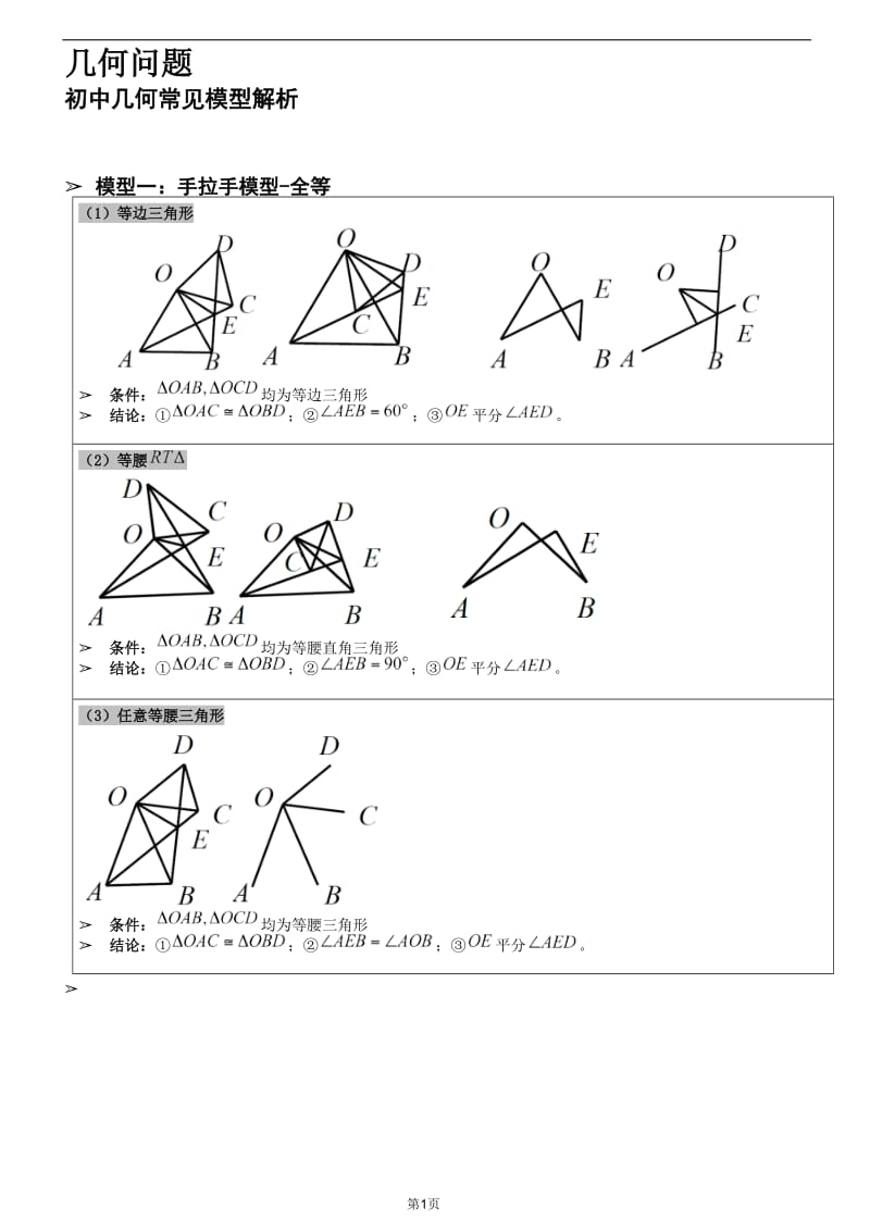 中考数学常见几何模型简介_第1页