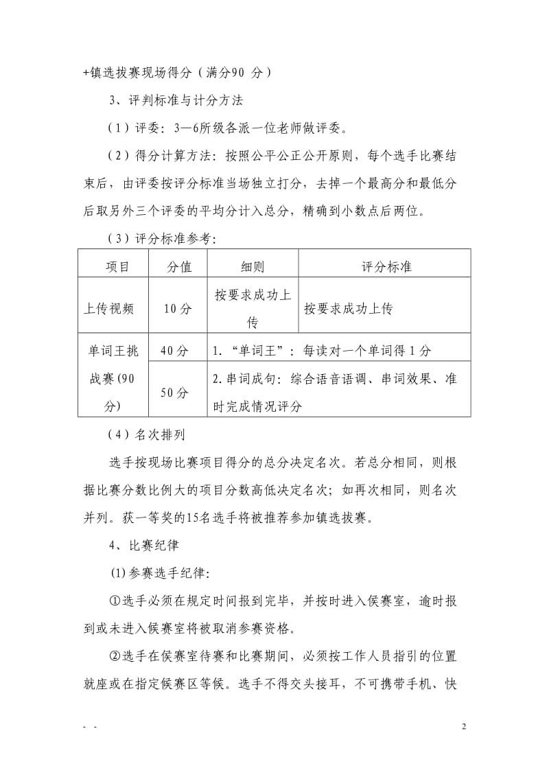 英语口语比赛方案_第2页