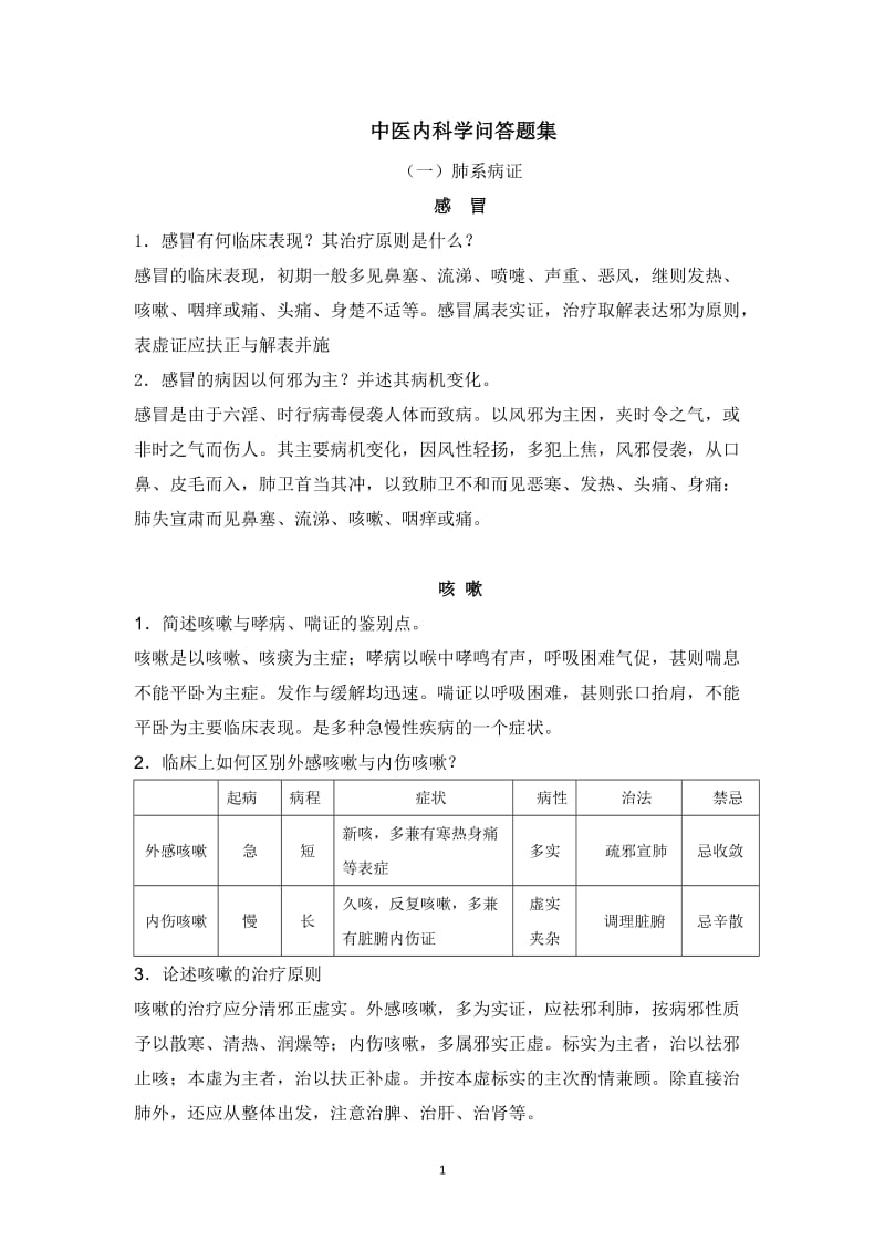 中医内科学问答题集_第1页