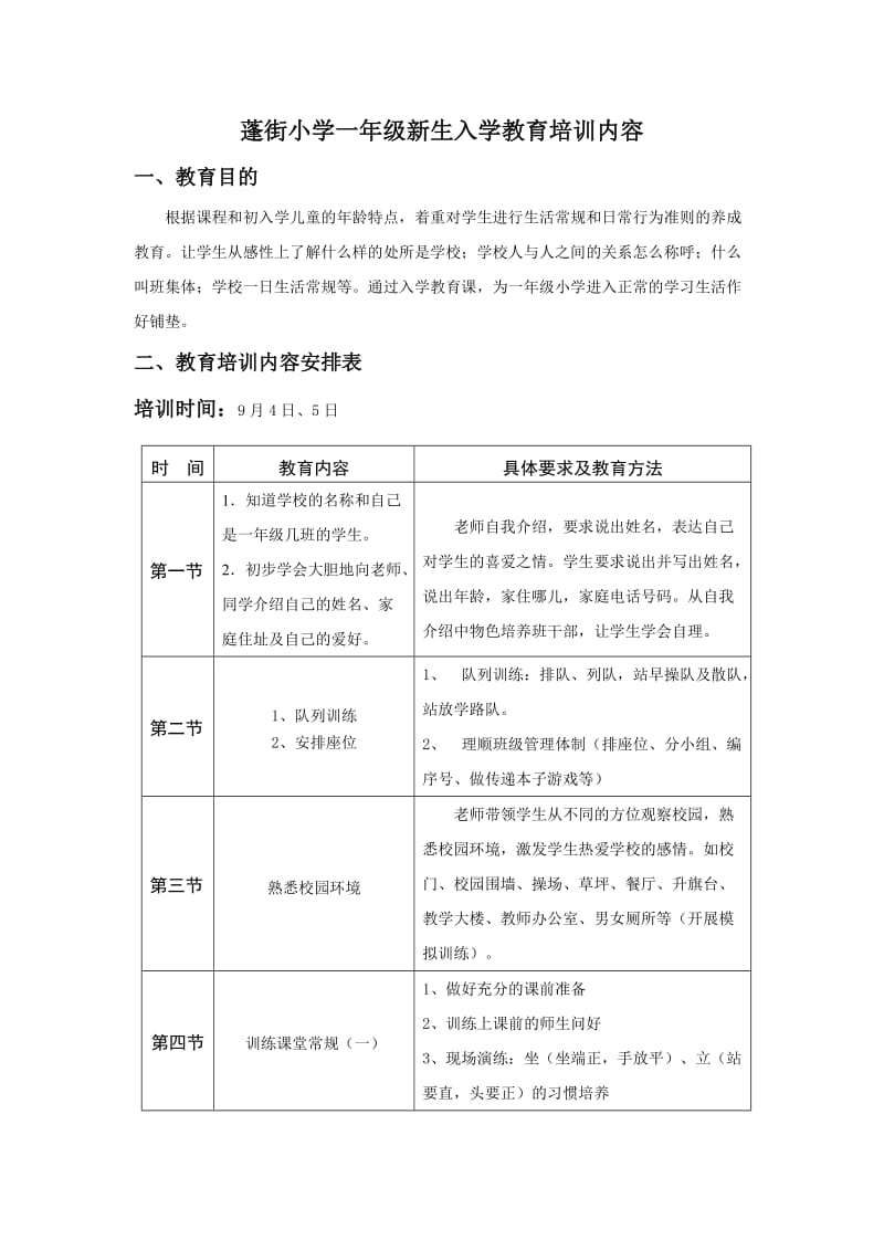 小学一年级新生入学教育培训内容_第1页