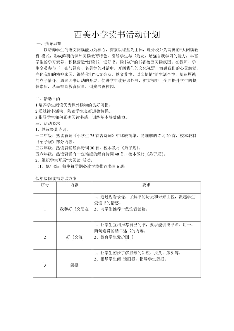 小学学校读书活动工作计划_第1页