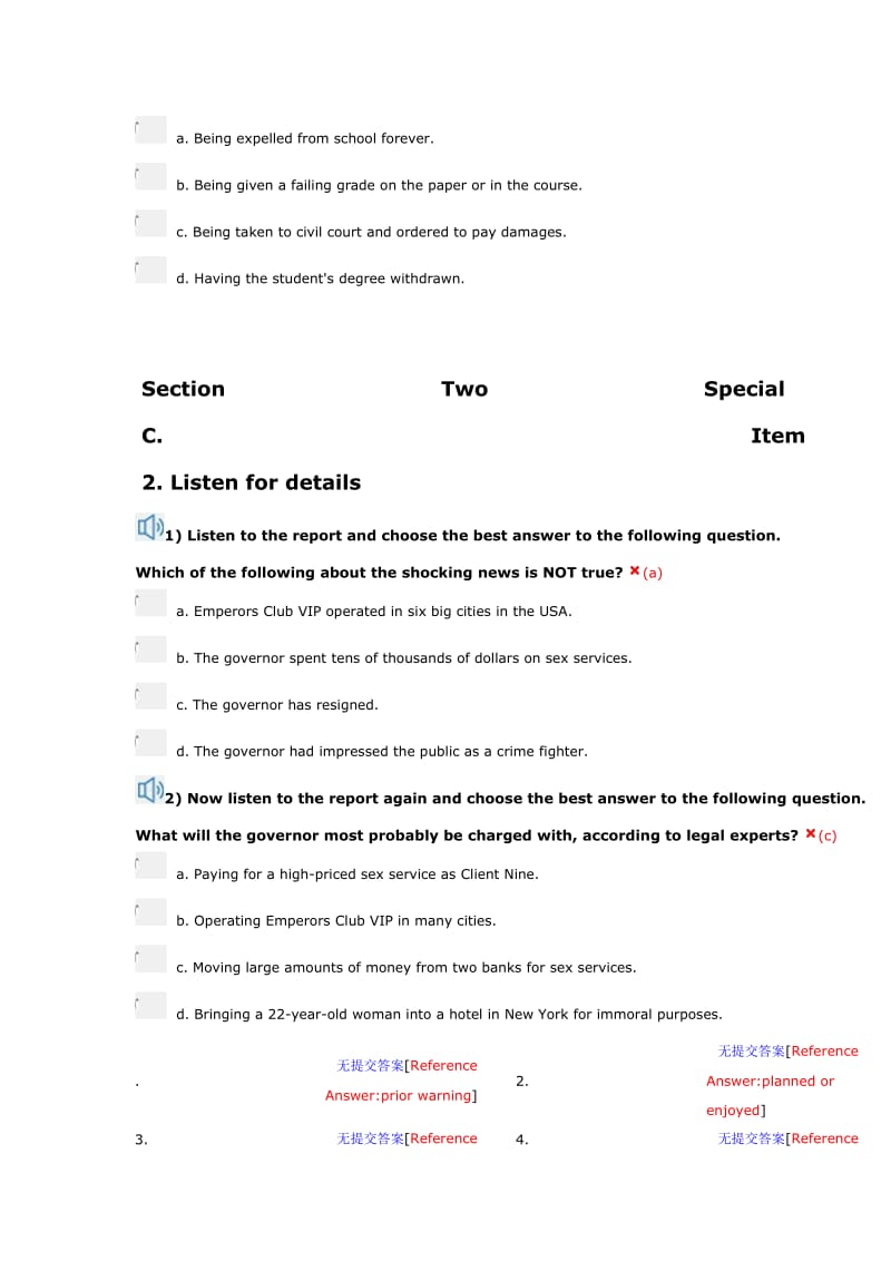 应用型大学英语视听说教程3答案--单元4_第3页