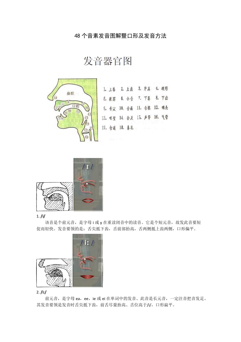 英语国际音标发音舌位图详解及发音方法大全_第1页