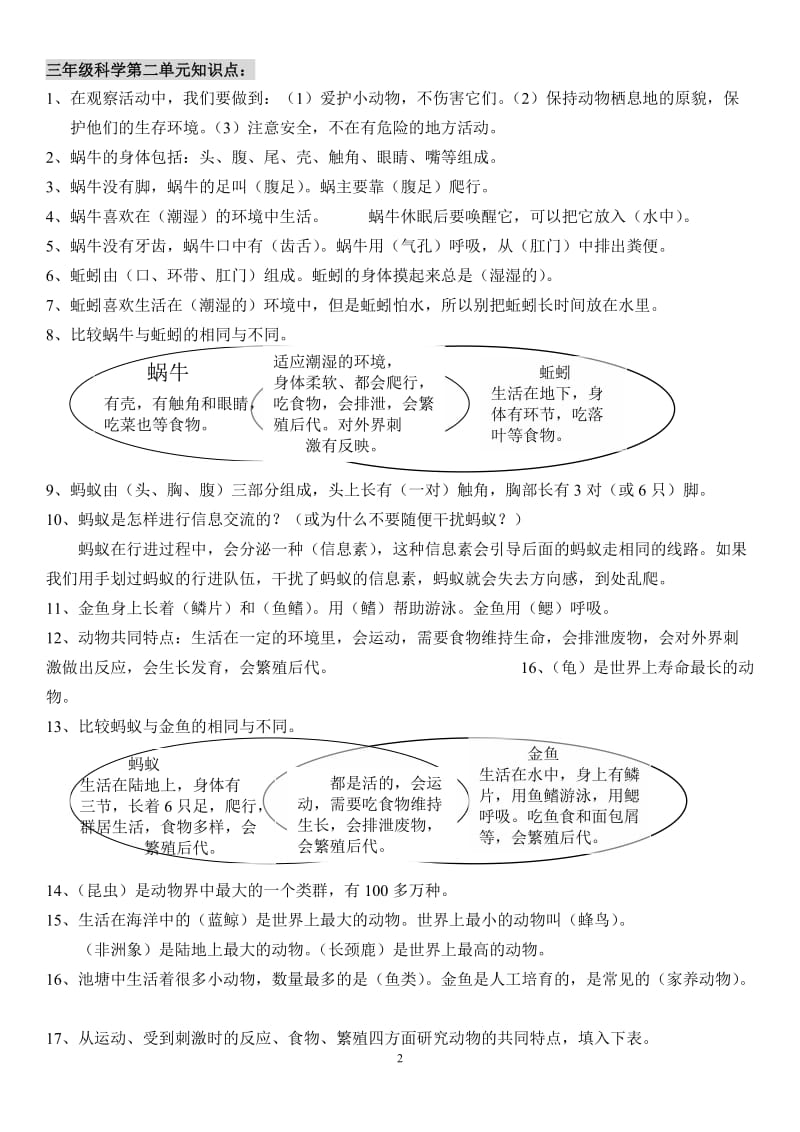 最全的人教版三年级科学知识要点精心整理_第2页