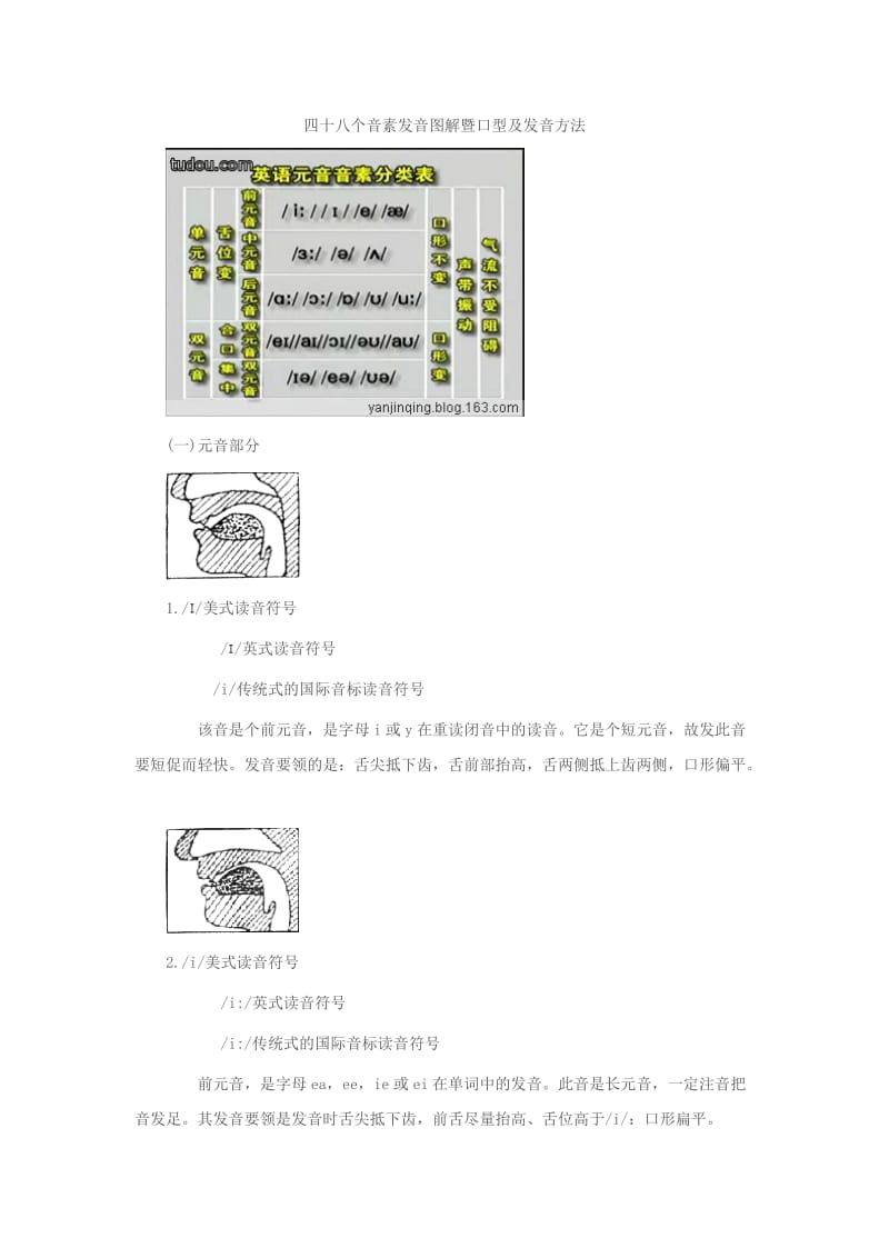 英语国际音标口型说明图_第1页