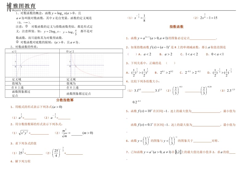 指数函数与对数函数知识点总结_第2页