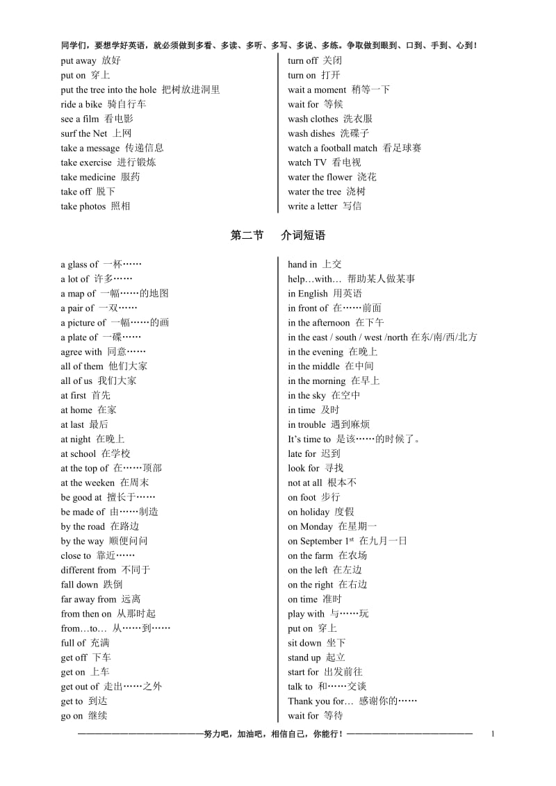 小学英语动词短语汇总_第2页