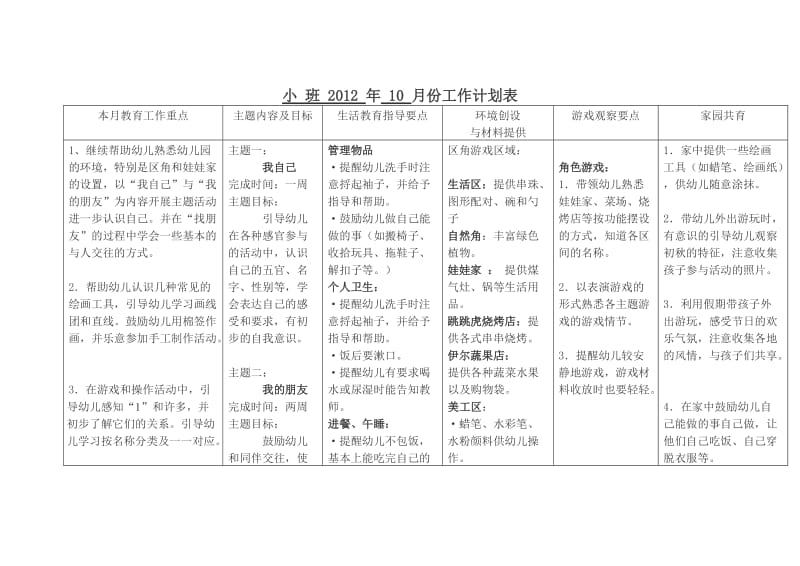 幼儿园月份工作计划表_第1页