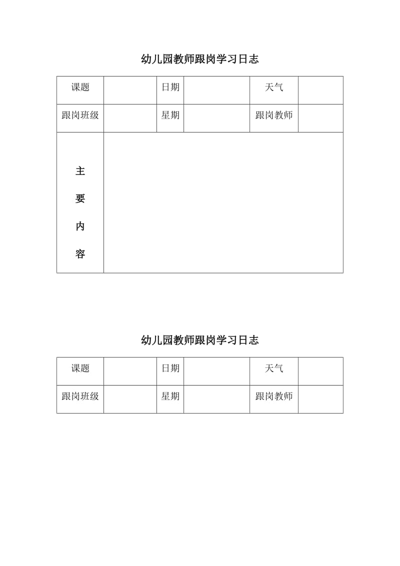 幼儿园教师跟岗学习日志_第1页