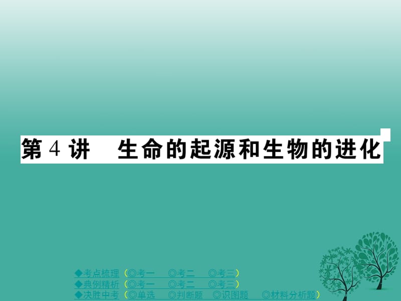 中考生物总复习 专题六 生物的生殖、发育与遗传 第4讲 生命的起源和生物的进化课件_第1页