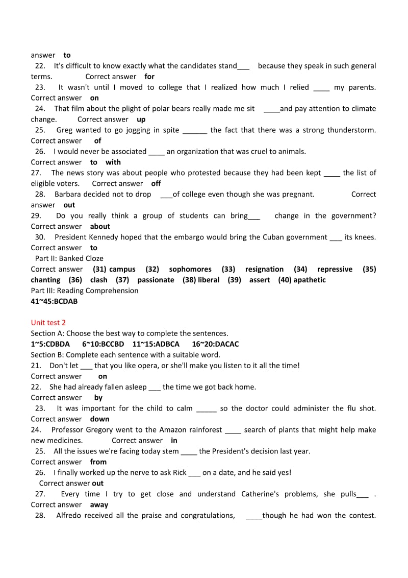 新标准大学英语综合英语2unit-test答案(unit1-10)_第2页