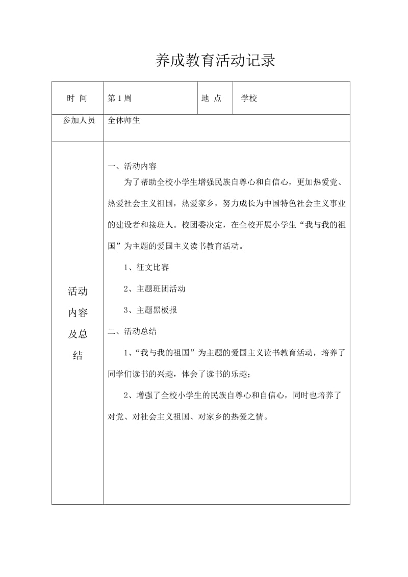 养成教育活动记录_第1页