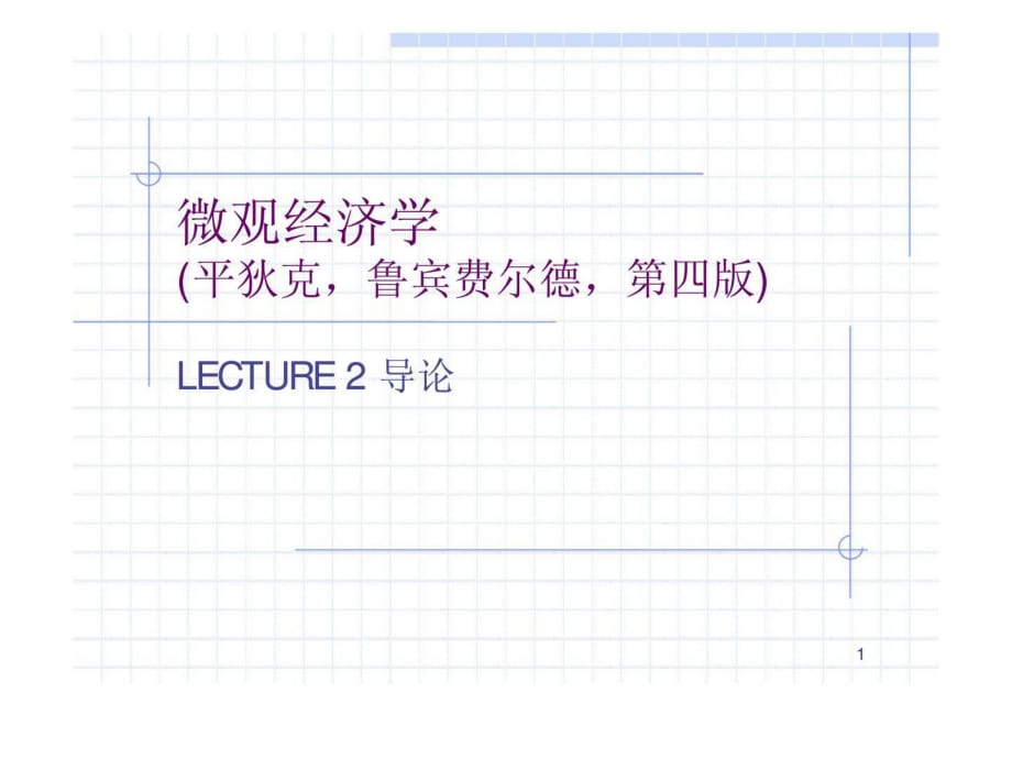 微觀經(jīng)濟學(xué)(平狄克魯賓費爾德第四版)LECTURE2導(dǎo)論_第1頁