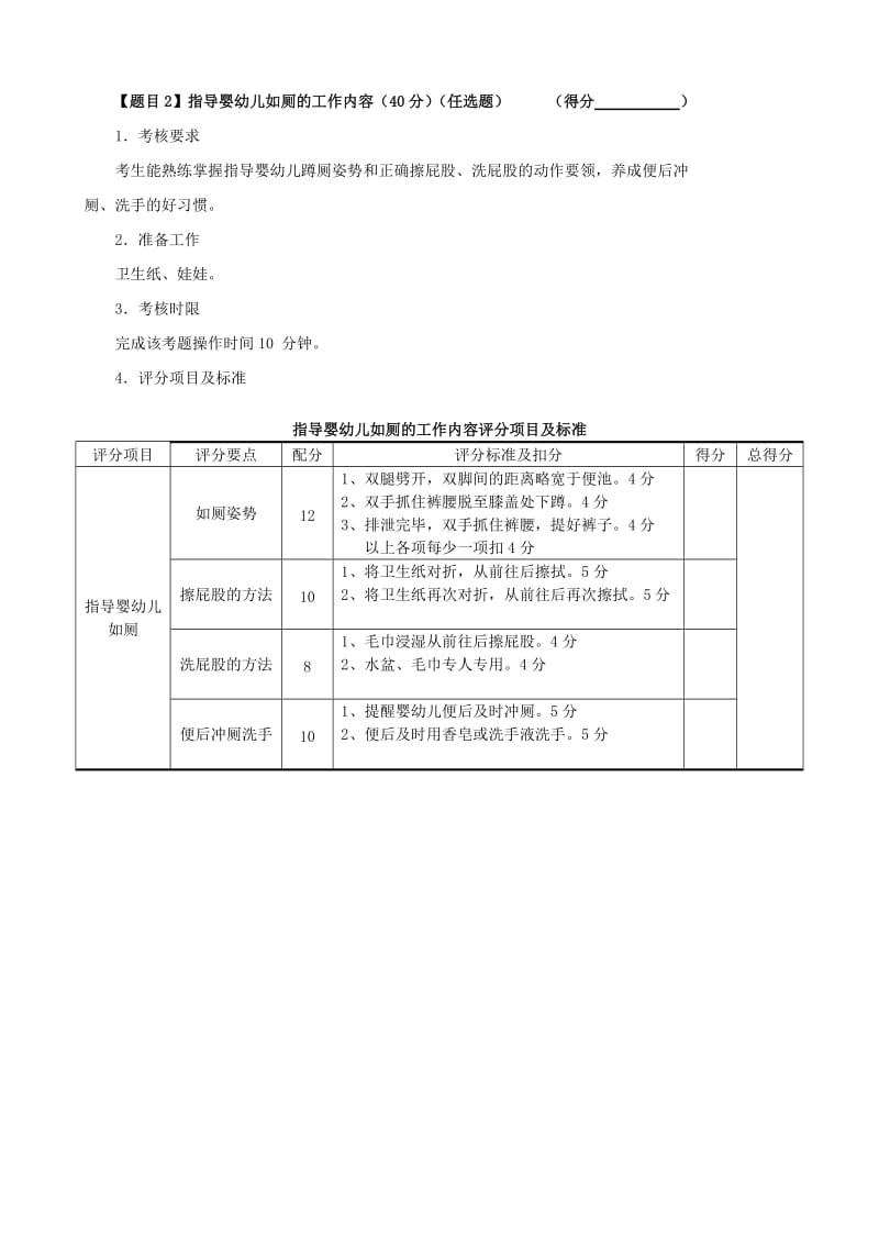 中级保育员操作技能考核试卷_第2页