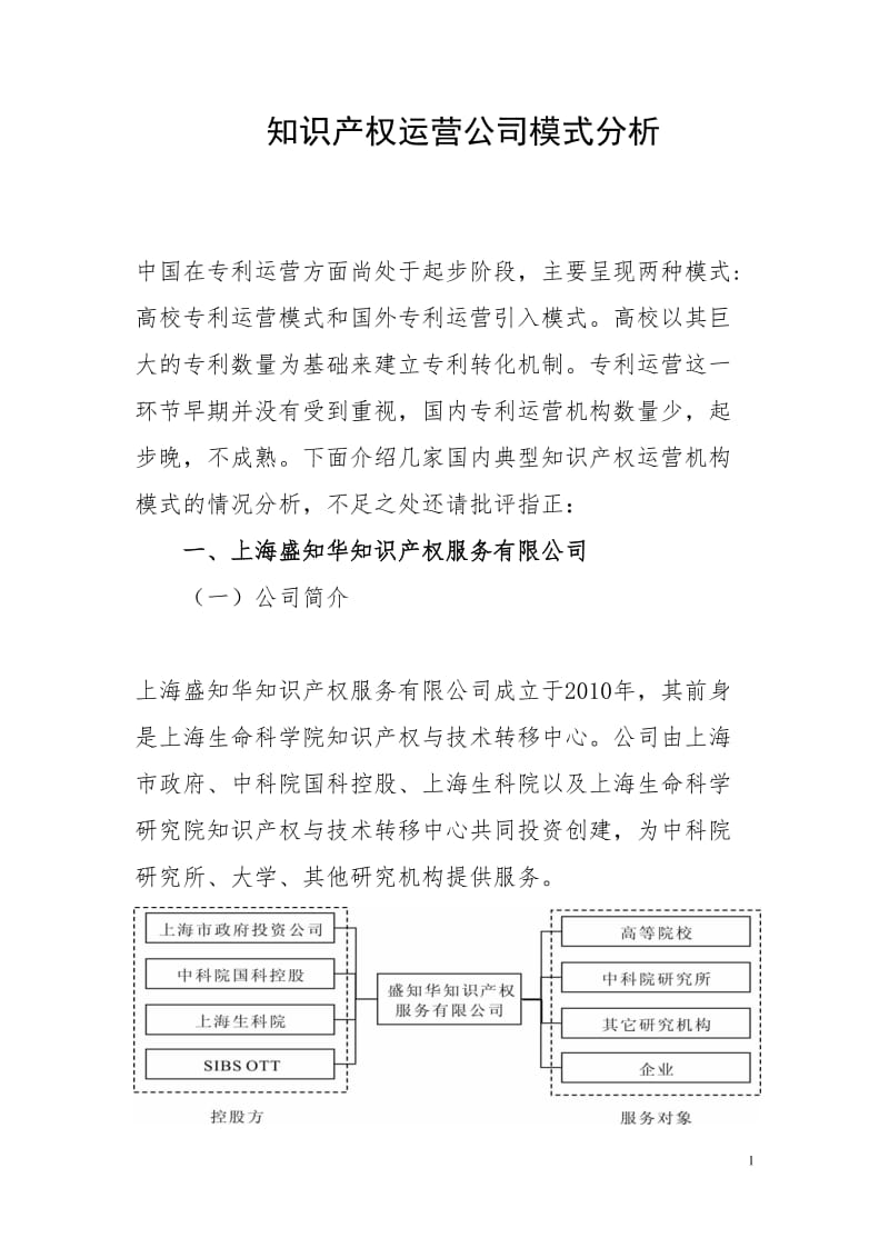 知识产权运营公司模式分析_第1页