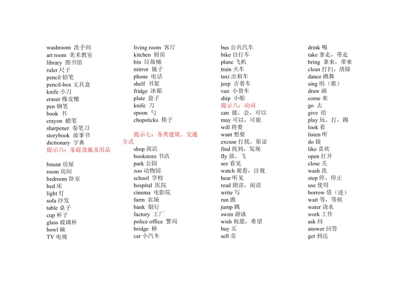 小学英语单词分类表(自己整理)_第3页